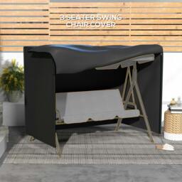 Rackhams Garden Furniture Protector Patio Swing Chair Cover Black - 1 - 205L x 124D x 164Hcm - Outdoor Swing Cover - thumbnail 5
