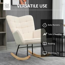 Rackhams Berber Fleece Nursery Glider Rocker for Nursing, Wingback Rocking Chair for Living Room, Beige - thumbnail 6