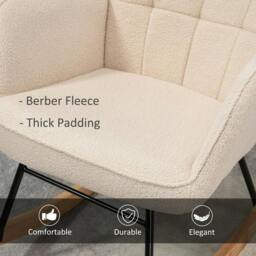 Rackhams Berber Fleece Nursery Glider Rocker for Nursing, Wingback Rocking Chair for Living Room, Beige - thumbnail 5