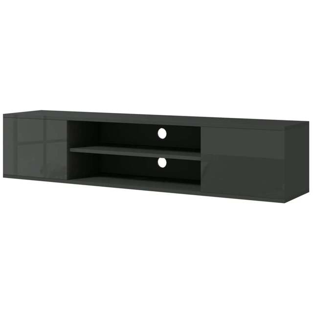 "Rackhams Floating TV Stand Cabinet for TVs up to 60"", Wall Mounted TV Unit with Open Shelf, Storage Cupboards & Cable Management for Living Room, Grey - Grey" - image 1