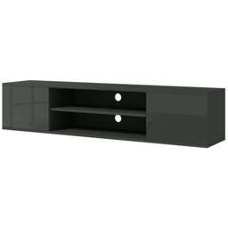"Rackhams Floating TV Stand Cabinet for TVs up to 60"", Wall Mounted TV Unit with Open Shelf, Storage Cupboards & Cable Management for Living Room, Grey - Grey"