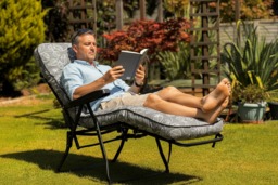 Rackhams Deluxe Garden Relaxer - Aspen Grey - Multi-Position Reclining Chair