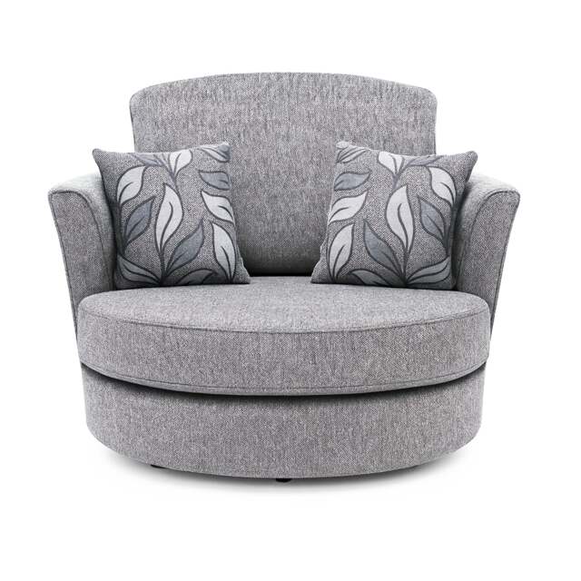Rackhams Byron Dundee Chenille Fabric Swivel Chair - Silver - image 1