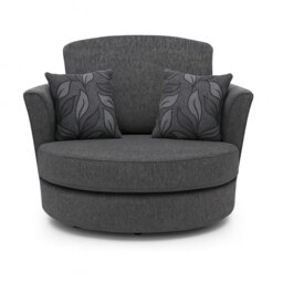 Rackhams Byron Dundee Chenille Fabric Swivel Chair - Silver - thumbnail 2