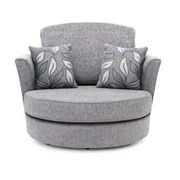 Rackhams Byron Dundee Chenille Fabric Swivel Chair - Silver - thumbnail 1