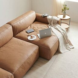 Rackhams Lucian Four Seater Coner Sofa, Modular Sofa, Real Leather - thumbnail 3