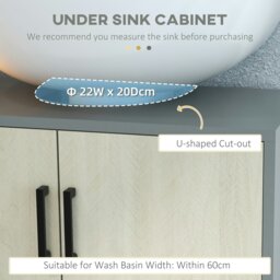 Rackhams Bathroom Sink Cabinet, Under Sink Basin Storage Cupboard with Shelf - Natural wood finish - thumbnail 4