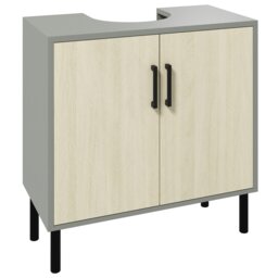 Rackhams Bathroom Sink Cabinet, Under Sink Basin Storage Cupboard with Shelf - Natural wood finish - thumbnail 2