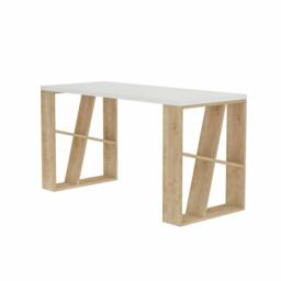 Rackhams Honey Modern Desk with Integrated Bookshelf Storage 137cm - Oak - thumbnail 6