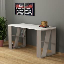 Rackhams Honey Modern Desk with Integrated Bookshelf Storage 137cm - Oak - thumbnail 2