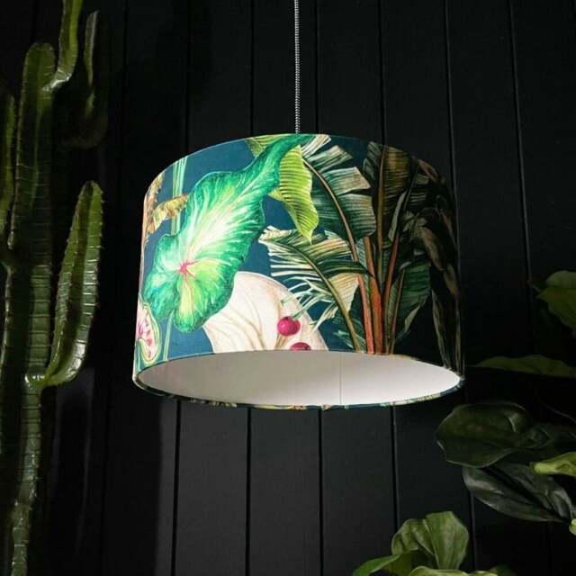 "Rackhams Magic Fruits Velvet Lampshade - Table / Floor Lamp - 40cm Diameter x 25cm Height (16"" x 10"")" - image 1