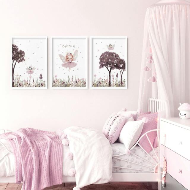 Rackhams Nursery Pictures Framed - Set of 3 wall art prints - 20 x 30 in / 50 x 76 cm - Satin Photo paper 280 gsm - White Frame - image 1