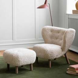 Rackhams Fitz Lounge Chair, White - NO STOOL - Long Hair - thumbnail 2