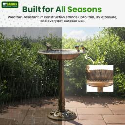 Rackhams My Garden Bird Bath with Ground Pegs Freestanding Bronze Effect Birds Bath for Garden & Patio Use with Wide Shallow Bowl - 64 cm - Patterned Base - thumbnail 4