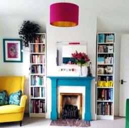 "Rackhams Hot Pink Silk Lampshade With Gold Lining - 30cm Diameter x 20cm Height / (12"" x 8"")" - thumbnail 3