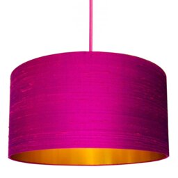 "Rackhams Hot Pink Silk Lampshade With Gold Lining - 30cm Diameter x 20cm Height / (12"" x 8"")"