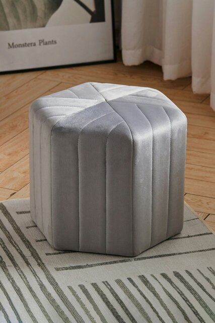 Rackhams Sarina Velvet Ottoman Footstool - Grey - image 1