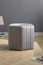 Rackhams Sarina Velvet Ottoman Footstool - Grey - thumbnail 3