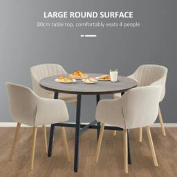 Rackhams 85cm Dining Room Table, Industrial Style Kitchen Table Round with Steel Legs, Rustic Brown - thumbnail 5