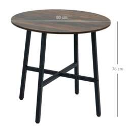 Rackhams 85cm Dining Room Table, Industrial Style Kitchen Table Round with Steel Legs, Rustic Brown - thumbnail 3