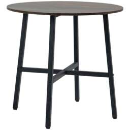 Rackhams 85cm Dining Room Table, Industrial Style Kitchen Table Round with Steel Legs, Rustic Brown - thumbnail 1