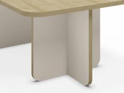 Rackhams Modern Rectangular Curved Corners Coffee Table 100cm Centre Table with Thick Slab Legs for Home, Office - Oak-Ash Green - thumbnail 5
