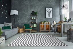 Rackhams Sketch Rug -Grey & White Thin Zig Zags - 180cm x 270cm - thumbnail 1