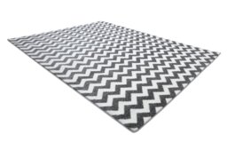 Rackhams Sketch Rug -Grey & White Thin Zig Zags - 180cm x 270cm - thumbnail 4