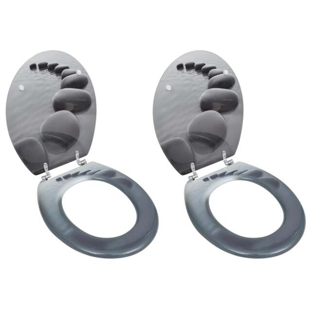 Rackhams Toilet Seats with Lids 2 pcs MDF Stones