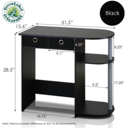 Rackhams Go Green Home Laptop Notebook Computer Desk/Table, Black/Grey/Black, /GY/BK Crafted for Practical Use and Stylish Living Spaces - 11193BK - thumbnail 3