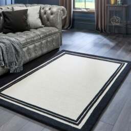 Rackhams Piper Wool Rug – Modern Black & Cream - 80X150 cm - thumbnail 6