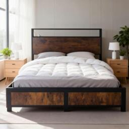 Rackhams Double Bed Frame with 4 Storage Drawers, Metal Bed Frame with LED lights and Charging Station, USB and Type-C charging port - Double Bed Frame - thumbnail 5