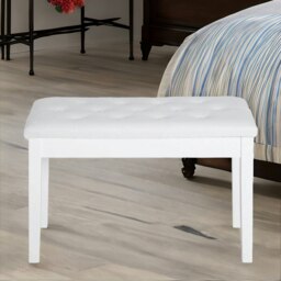 Rackhams Tufted Faux Leather Piano Bench Seat With Storage White - thumbnail 6