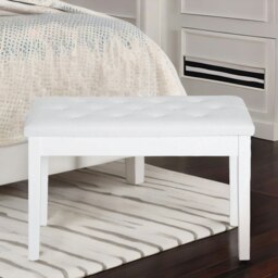 Rackhams Tufted Faux Leather Piano Bench Seat With Storage White - thumbnail 2