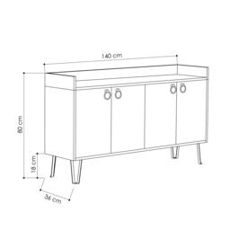 Rackhams Dea Sideboard Display Unit with 4 Cabinets Table Anthracite Grey Mocha Grey 140cm - Anthracite Grey-Mocha Grey - thumbnail 3