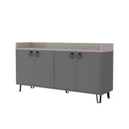 Rackhams Dea Sideboard Display Unit with 4 Cabinets Table Anthracite Grey Mocha Grey 140cm - Anthracite Grey-Mocha Grey - thumbnail 2