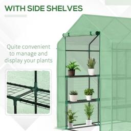 Rackhams Walk in Greenhouse with Shelves Steeple Green House for Garden Grow House Removable Cover 143x138x190cm, Green - thumbnail 4