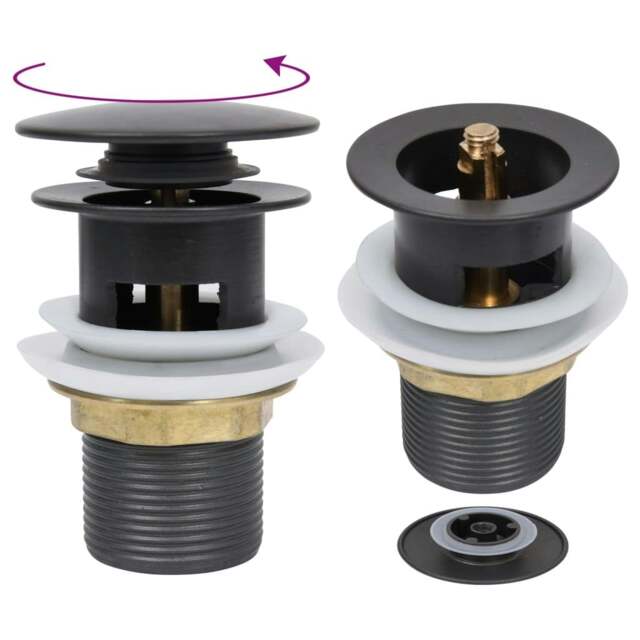 Rackhams Push Drain with Overflow Function Grey 6.4x6.4x9.1 cm