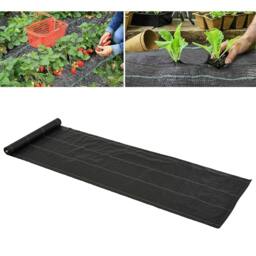 Rackhams 1m x 50m Weed Control Membrane, Heavy Duty Weed Control Barrier Fabric, 90gsm Ground Cover for Patios, Garden, Flower beds, Landscaping - thumbnail 2