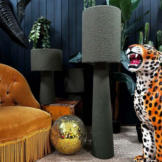 Rackhams Textured Boucle Portable lamps in Thyme - Maxi - 112cm Height - Rechargeable LED Bulb - image 1