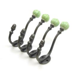 Rackhams Ceramic Tipped Shabby Chic Cast Iron Coat Hook 150mm - Pack of 4 Hooks - Orange - thumbnail 5