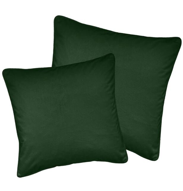 "Rackhams Pair of Soft Velvet Double Sided Zip Opening Piped Edge Cushion Covers - Cases Only - 22"" (55cm) x 22"" (55cm) - Green" - image 1