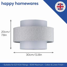 Rackhams Modern Grey Herringbone Linen and Cotton Triple Tier Design Pendant Lamp Shade - thumbnail 6