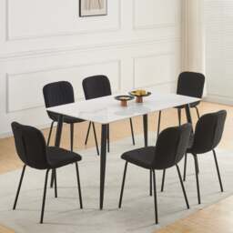 Rackhams Set of 6 Teddy Faux Fur Stitched Design Dining Chairs Bella - Pink - thumbnail 4