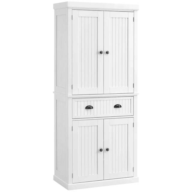 Rackhams Kitchen Storage Cabinet with Drawer and Adjustable Shelves - White