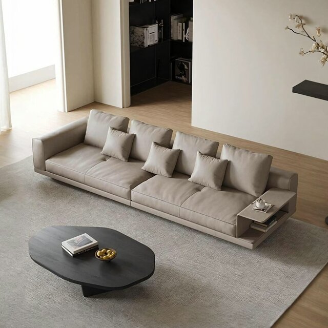 Rackhams Gail Three Seater, Four Seater Sofa With Storage, Real Leather - Ottoman