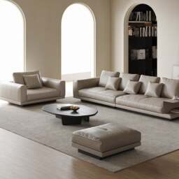 Rackhams Gail Three Seater, Four Seater Sofa With Storage, Real Leather - Ottoman - thumbnail 4