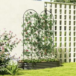 Rackhams Set of 2 Metal Garden Trellis, Outdoor Trellis Panels, 180 x 50cm - Metal - 20.0 - Black - thumbnail 1