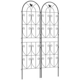 Rackhams Set of 2 Metal Garden Trellis, Outdoor Trellis Panels, 180 x 50cm - Metal - 20.0 - Black - thumbnail 2