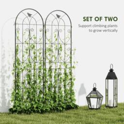 Rackhams Set of 2 Metal Garden Trellis, Outdoor Trellis Panels, 180 x 50cm - Metal - 20.0 - Black - thumbnail 4